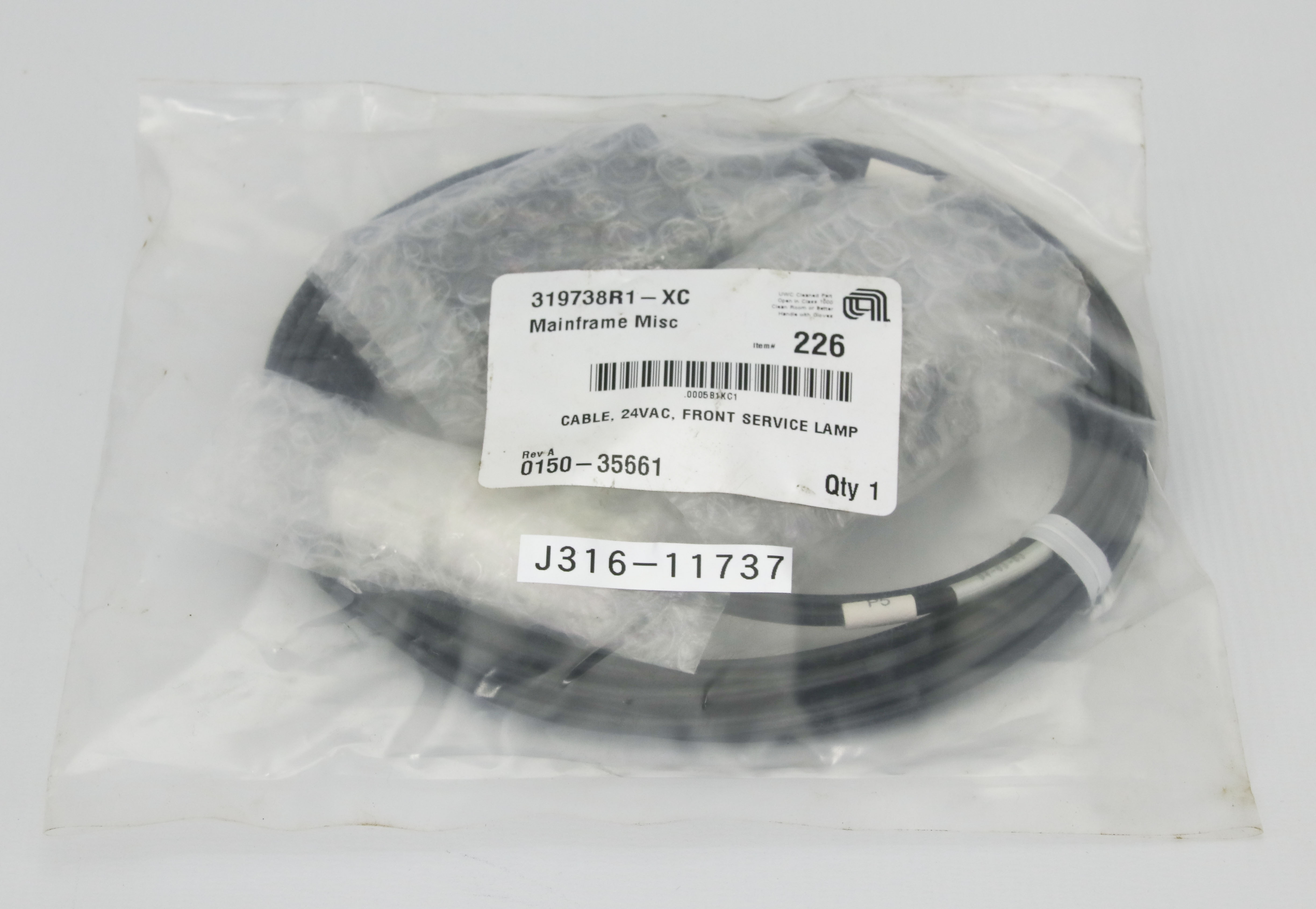 11737 APPLIED MATERIALS CABLE, 24VAC, FRONT SERVICE LAMP (NEW